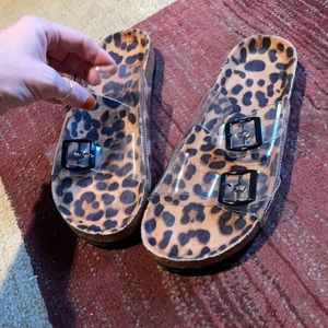 Clear/leopard sandals